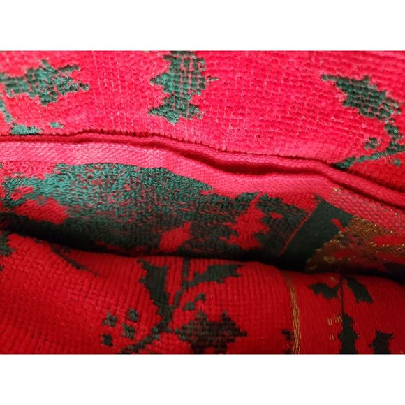 Peachtree Christmas Holly Festive embroidered Gold Red Kitchen Hand towel‎ - Picture 2 of 5